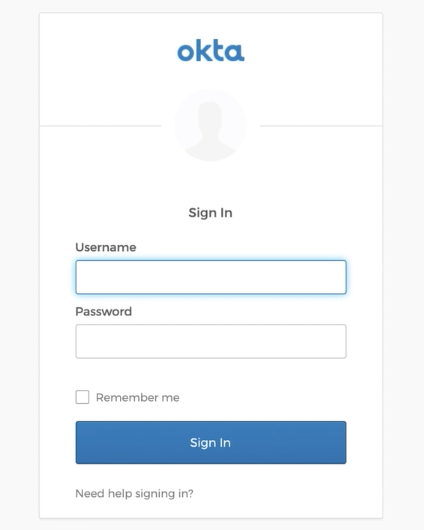 Okta user credential sign on