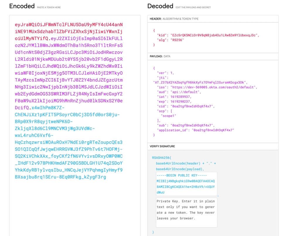 Decoded JWT on jwt.io