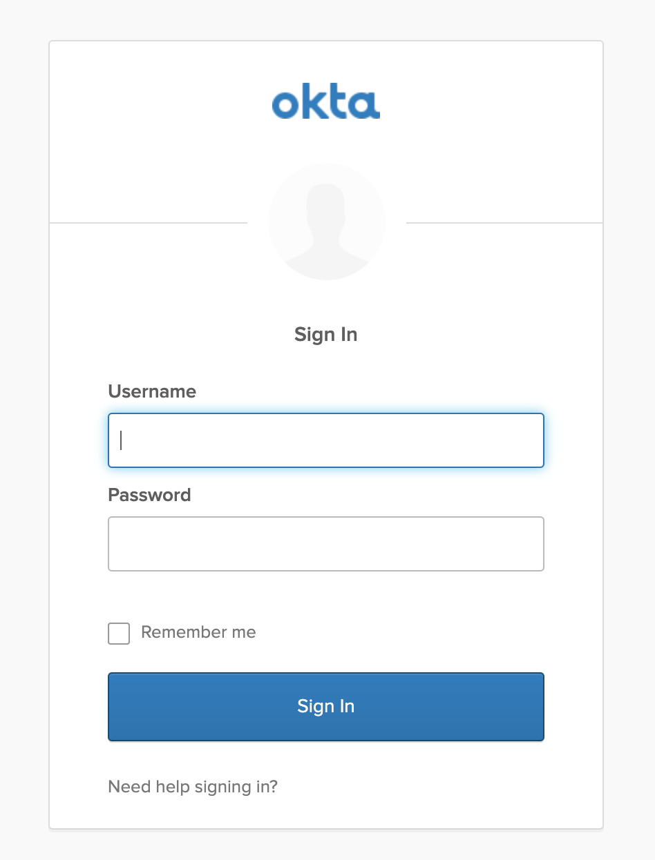 Sign-in with Okta screen shot