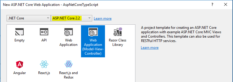 ASP.NET Core 2.2 Project Templates