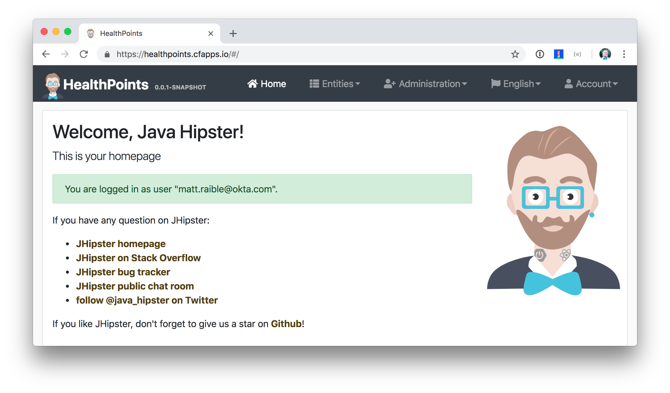 JHipster API on Cloud Foundry