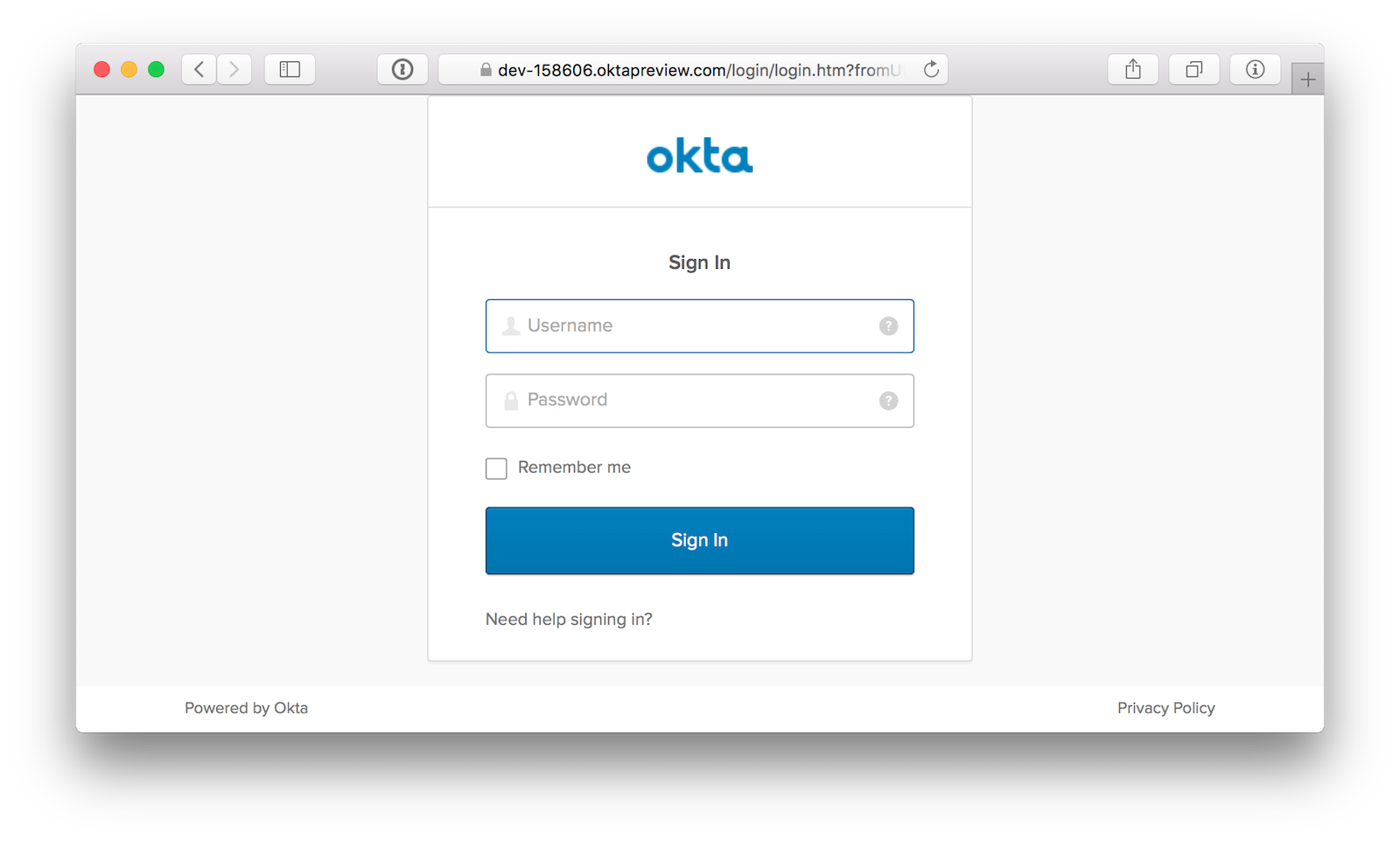Okta Sign-In Page