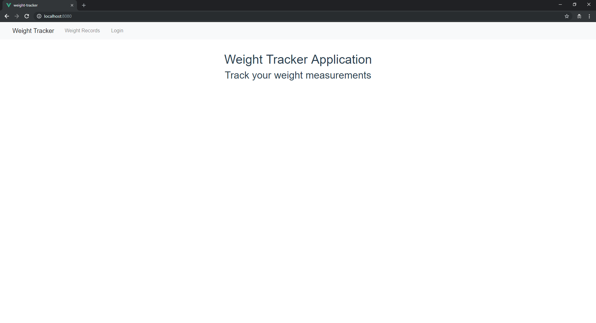 Weight tracker home page