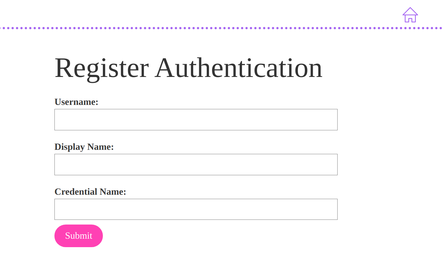 Register authentication frontend