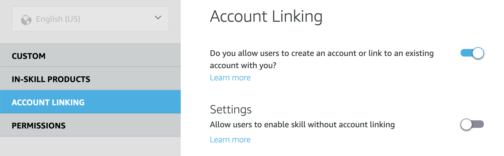 Account linking toggle