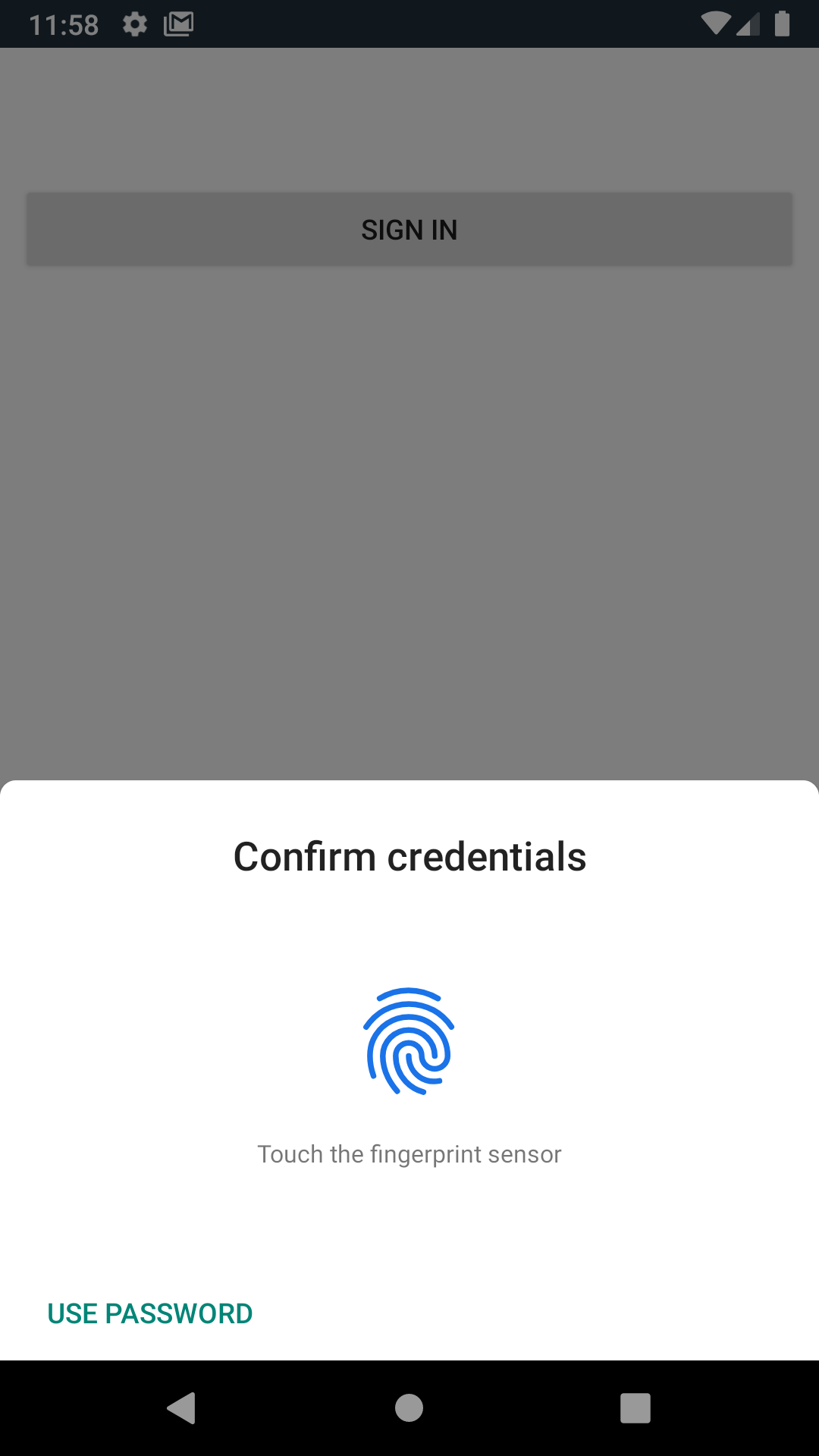 Android fingerprint prompt