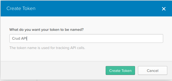 Screen showing the API Token.