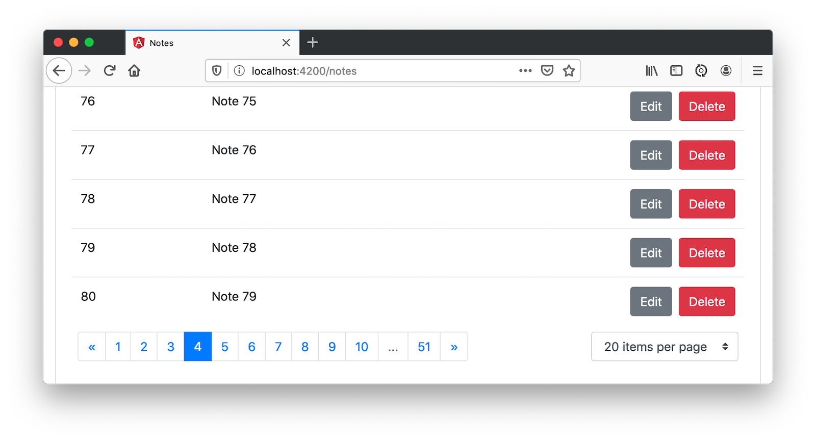 Notes with pagination