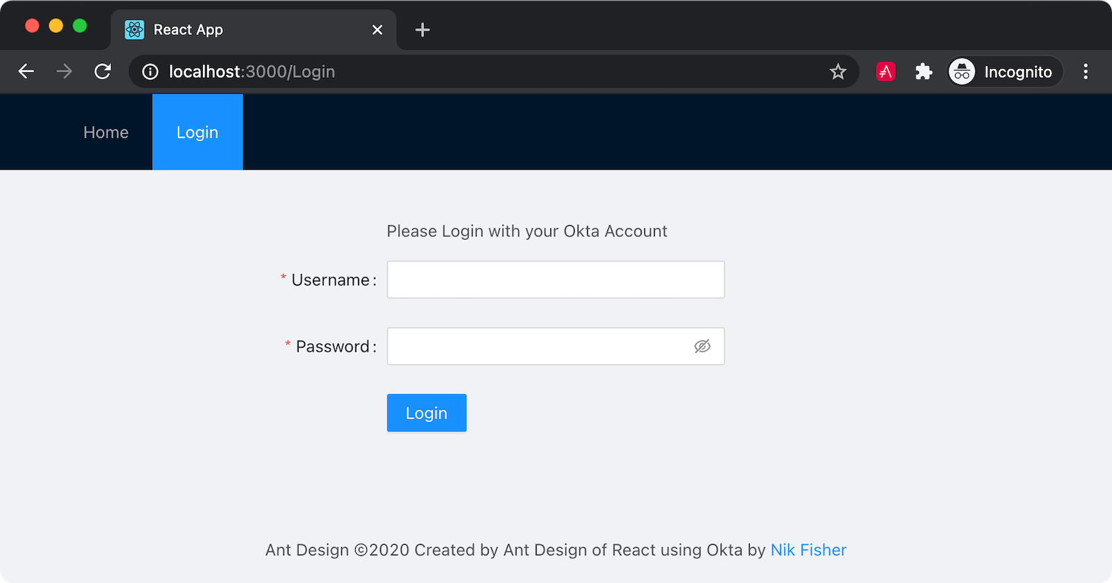 The login component