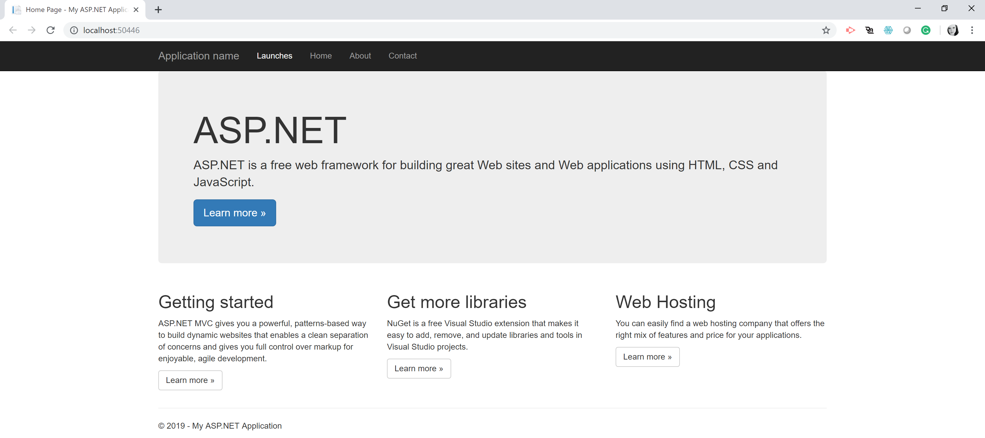 ASP.NET site default page