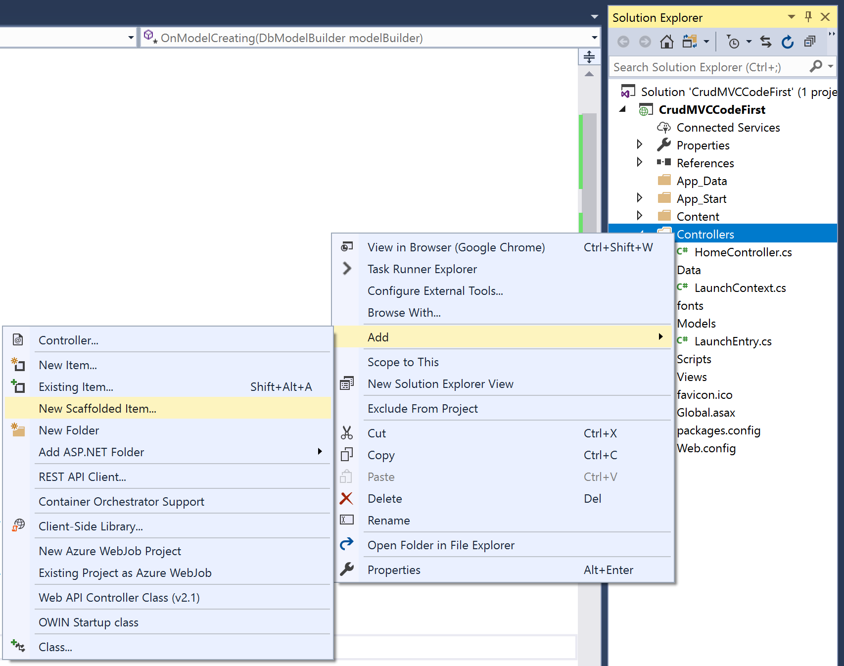 Visual Studio add a new scaffold item