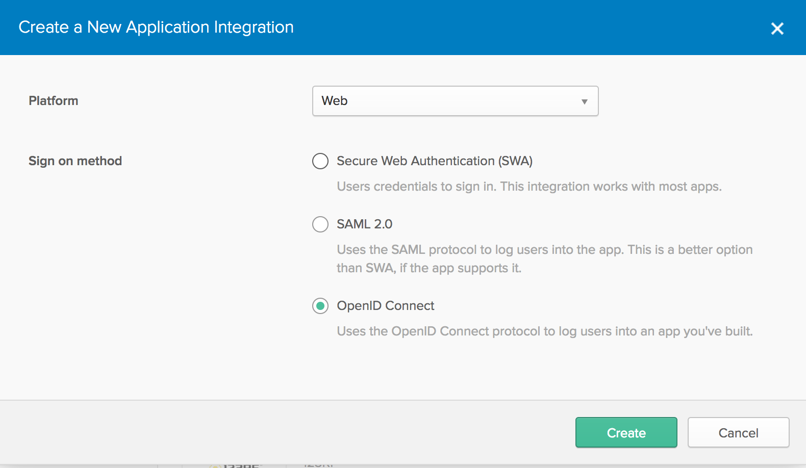 Create Application Page