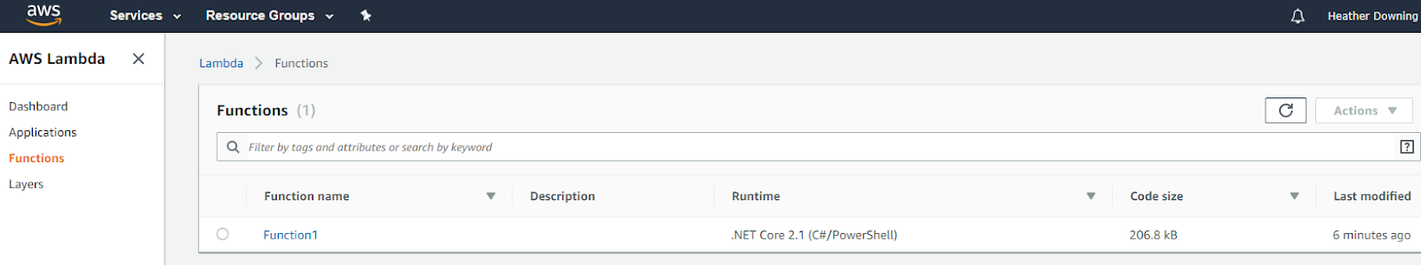 AWS Lambda function uploaded