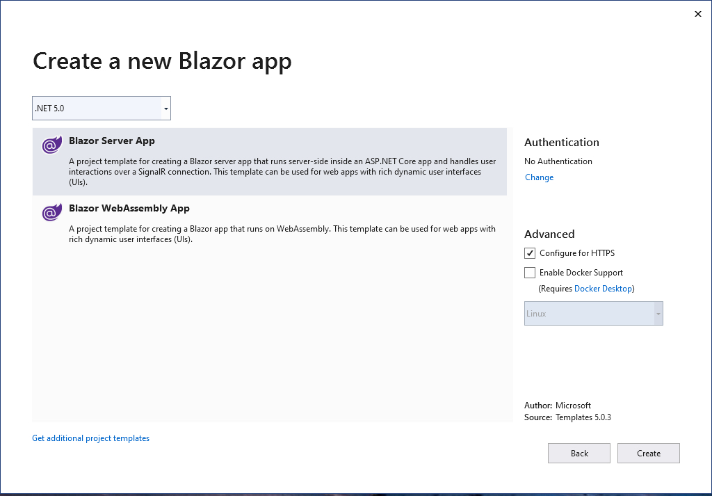 Create Blazor app