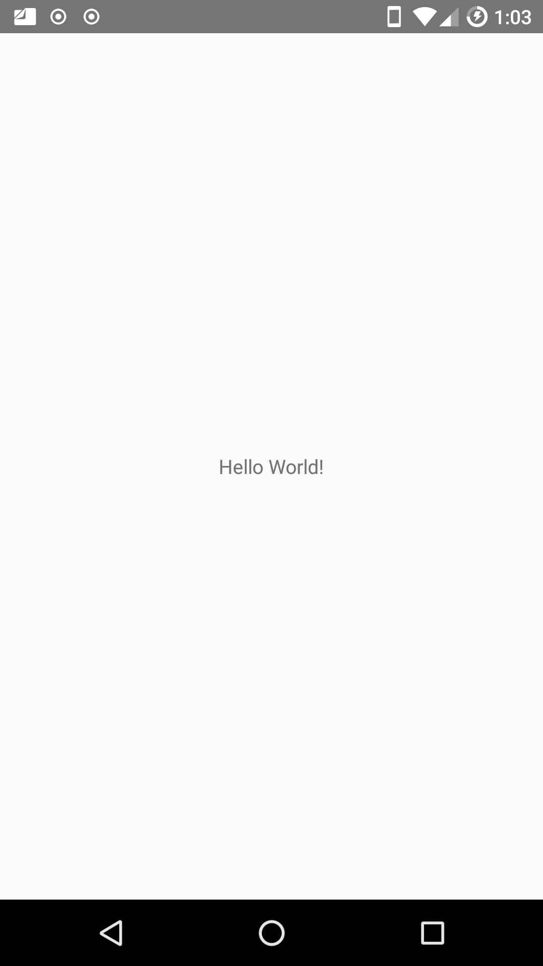 Hello world Android screen