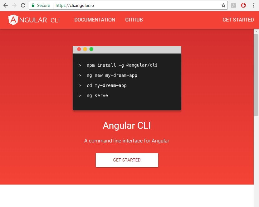 Angular CLI home page