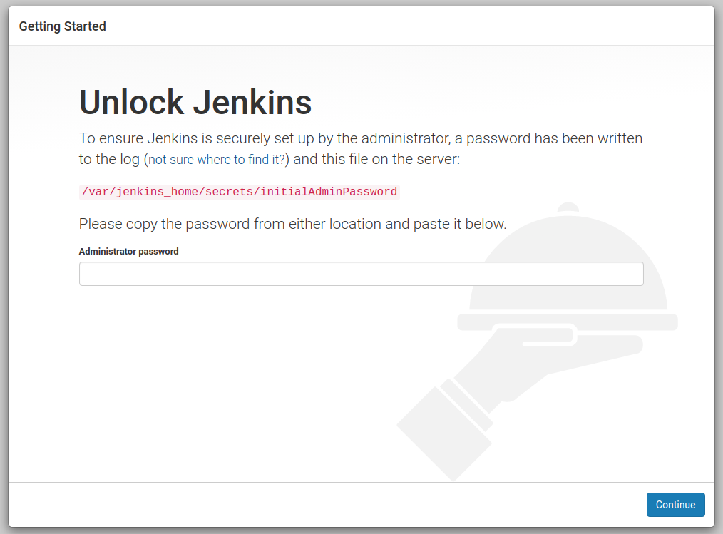 Screenshot of generated Jenkins password