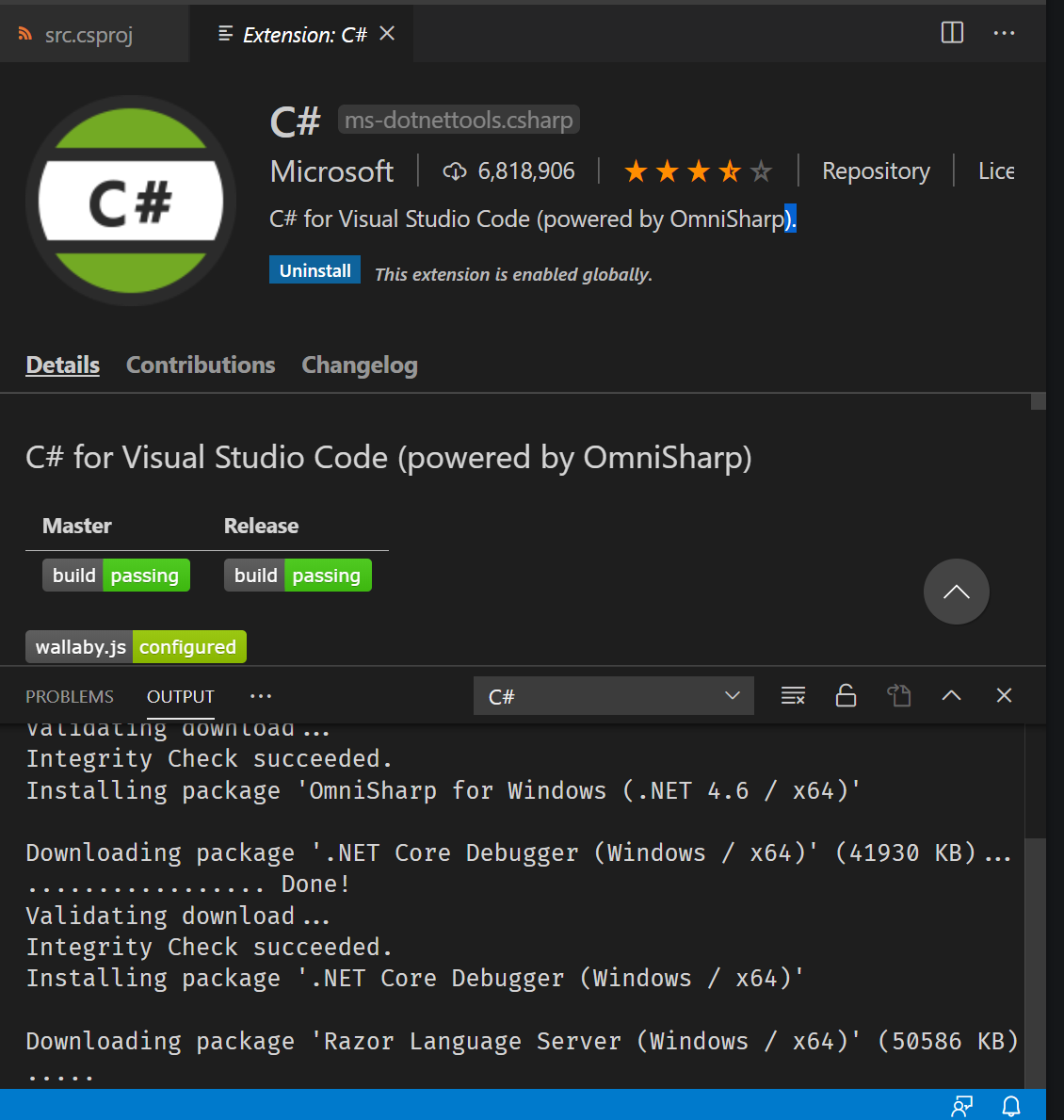 C# extension for VS Code