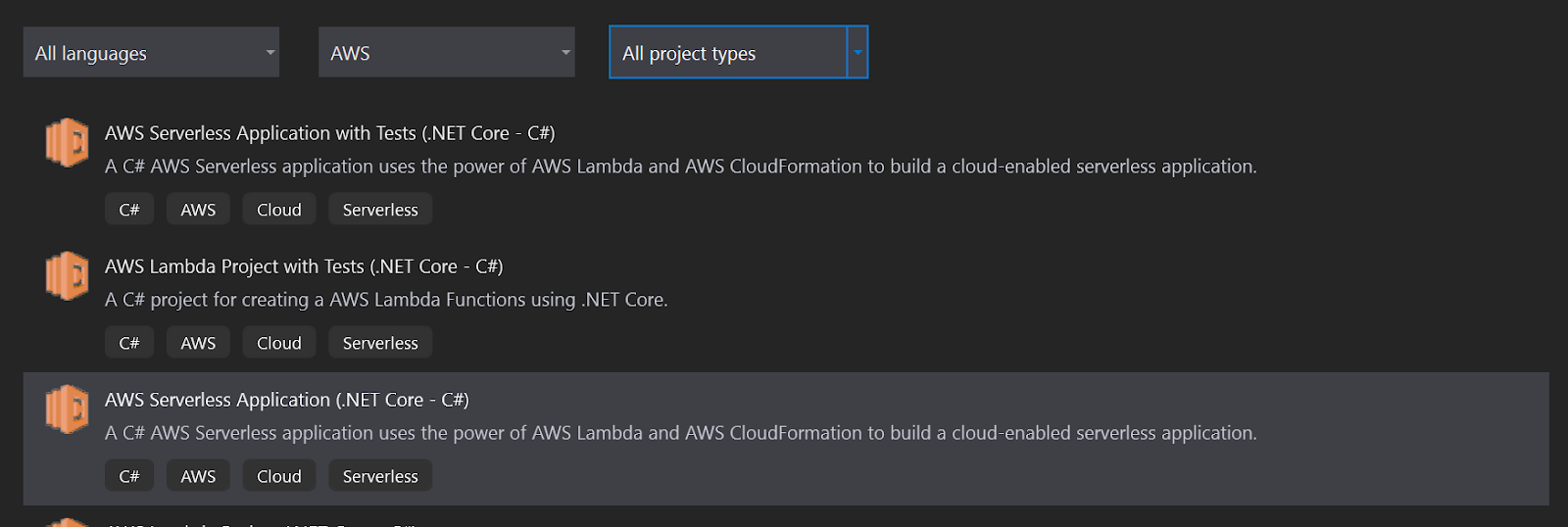 AWS create project