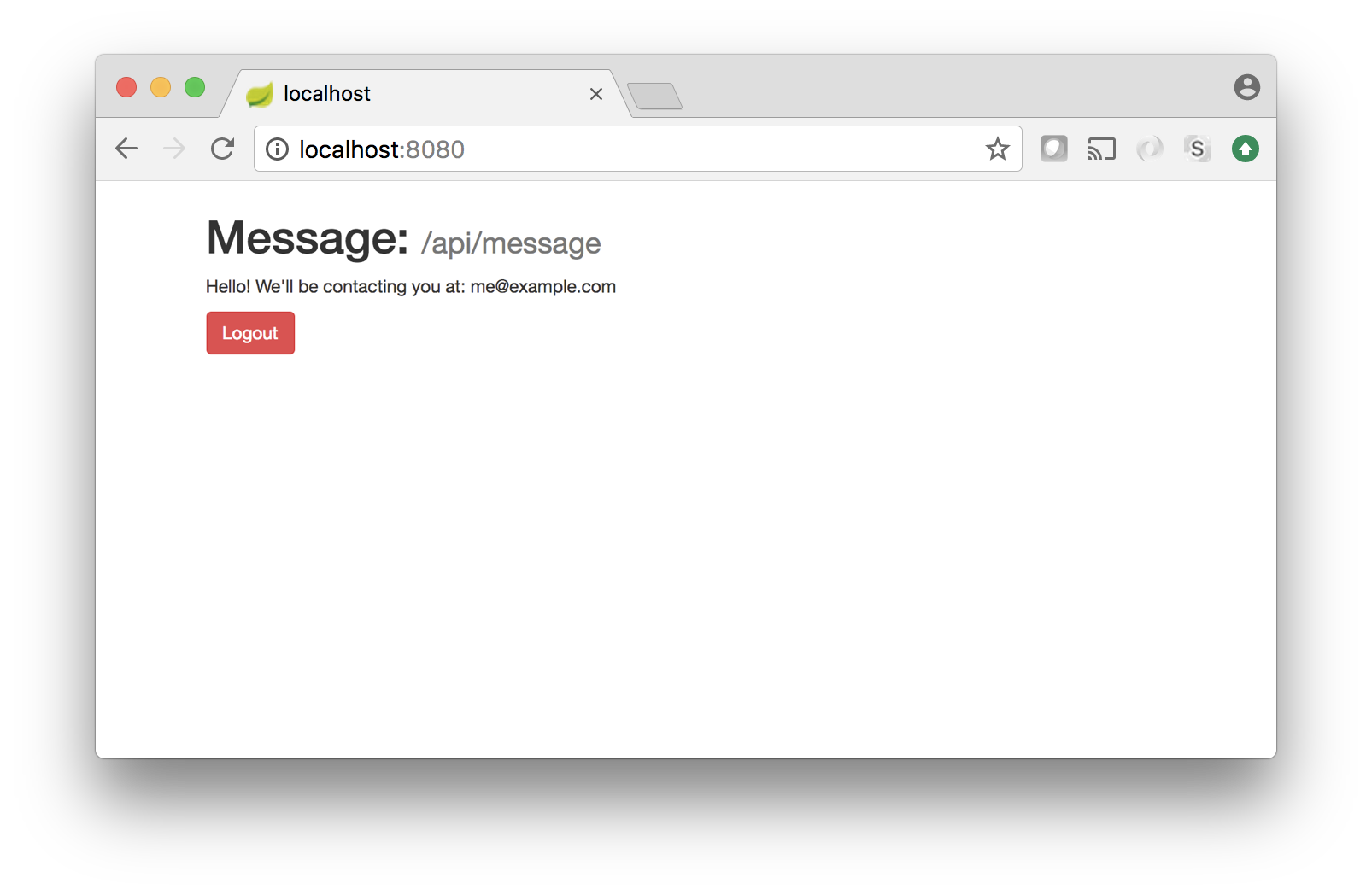 Post login message showing API response
