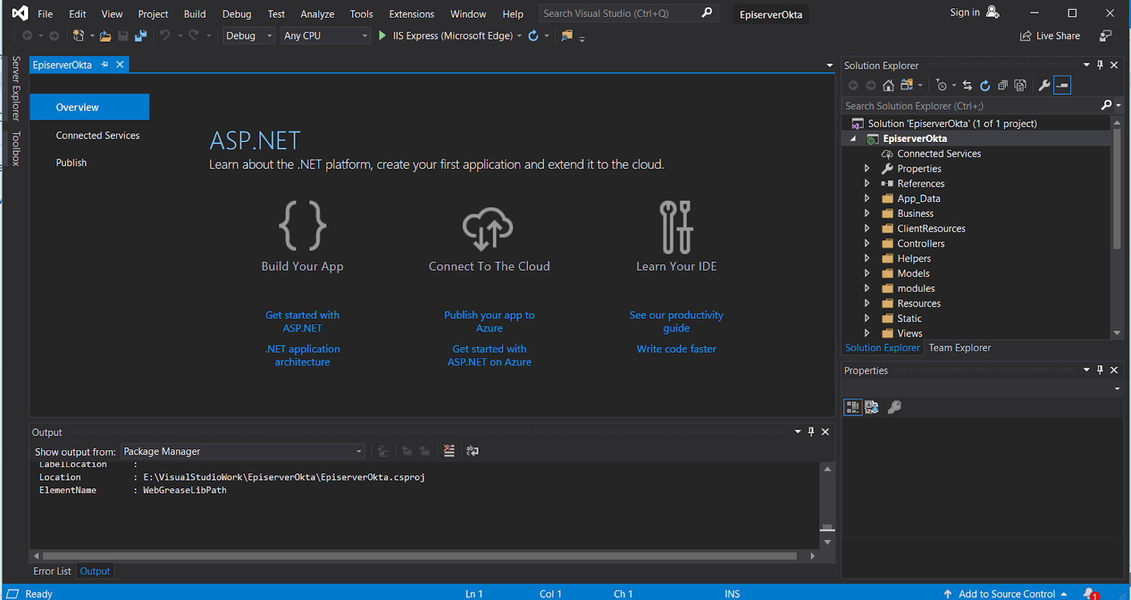 Visual Studio Episerver project ready