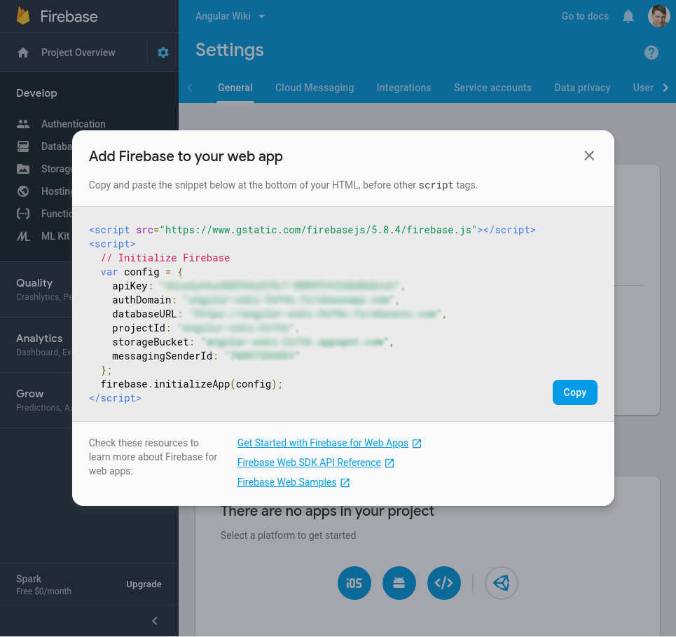 Add Firebase to your console