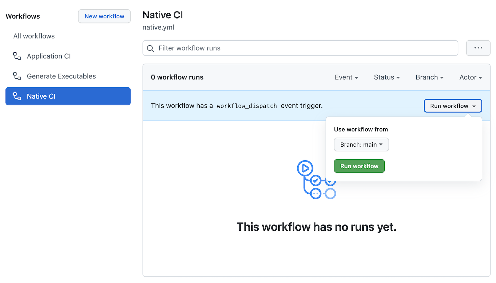 Run native workflow
