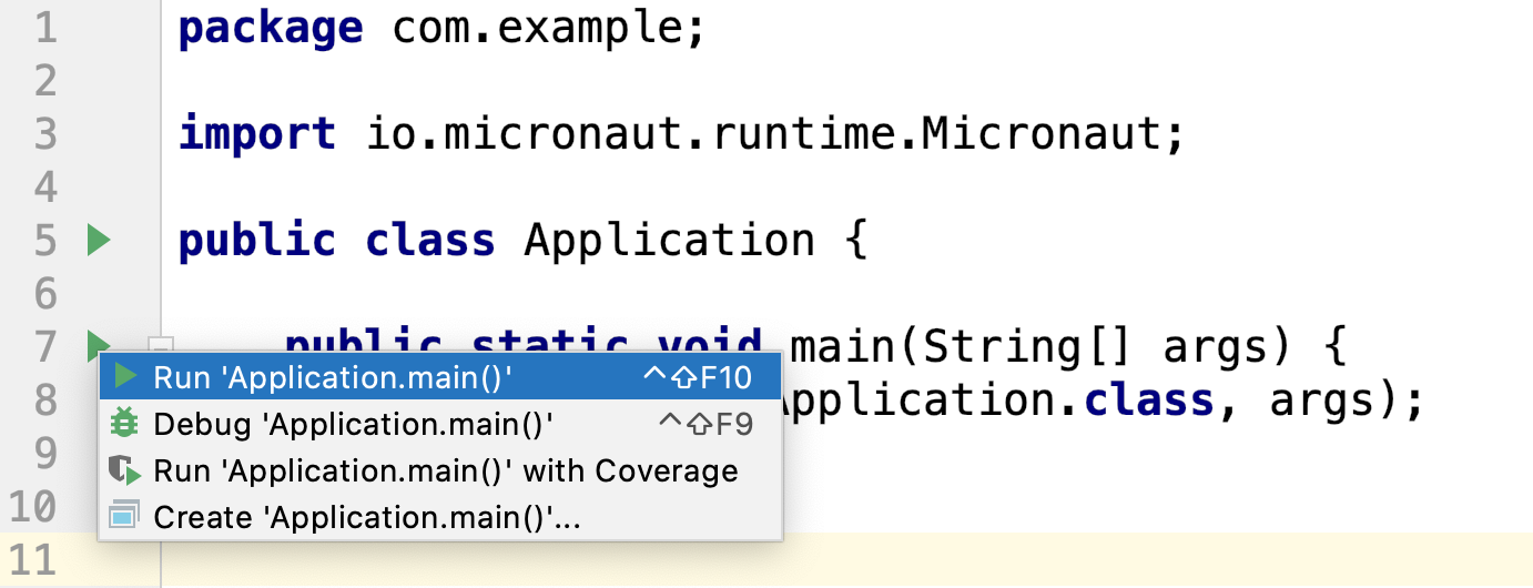 Create a Micronaut Run Configuration