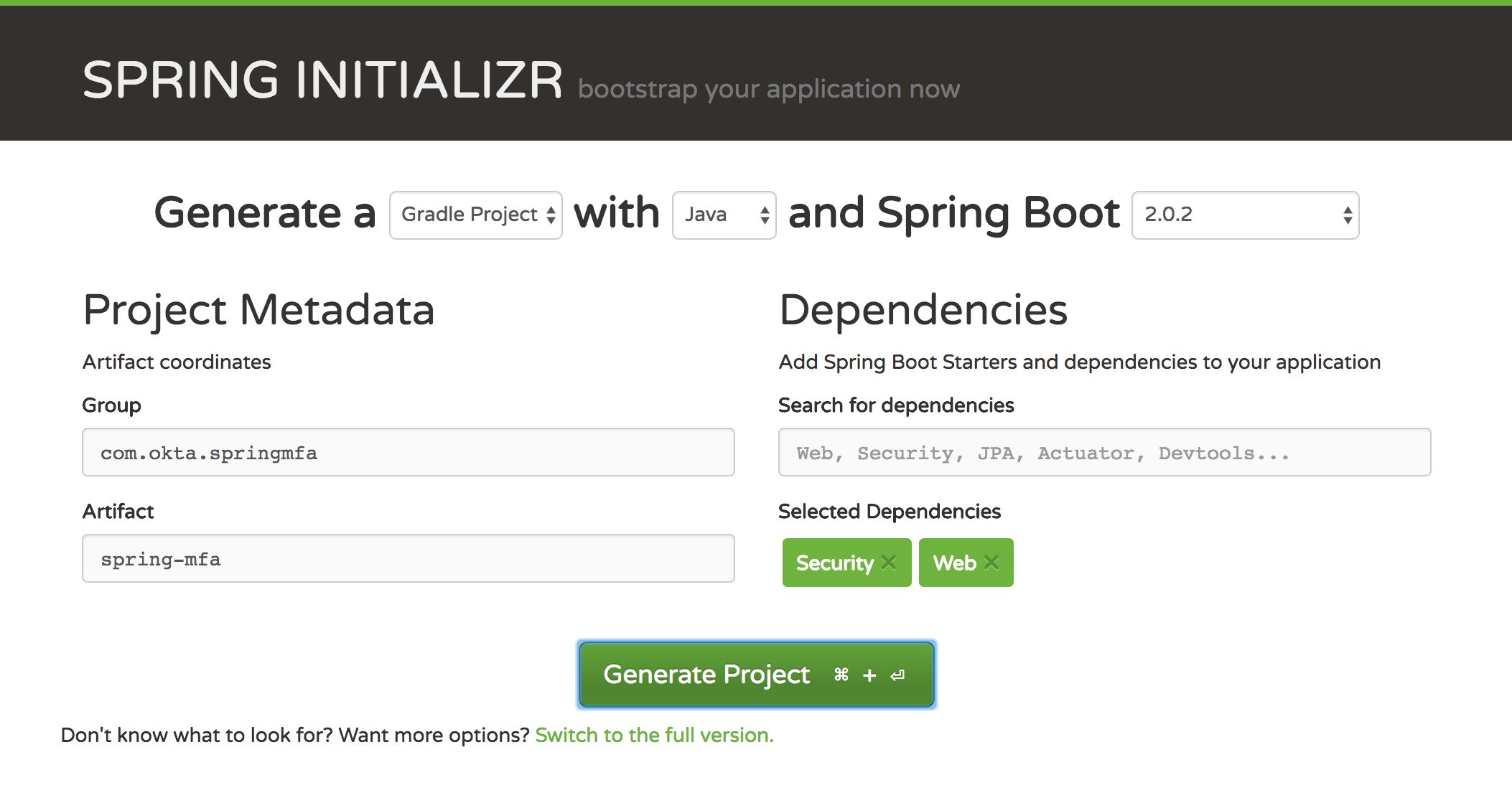Create a project with Spring Initializer
