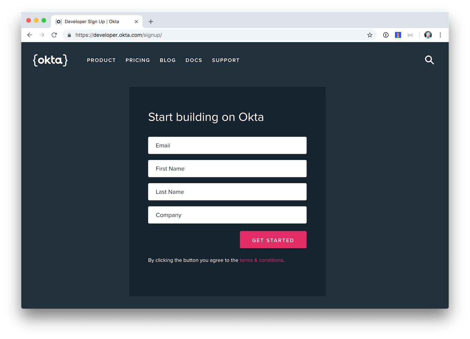 Okta Developer Signup