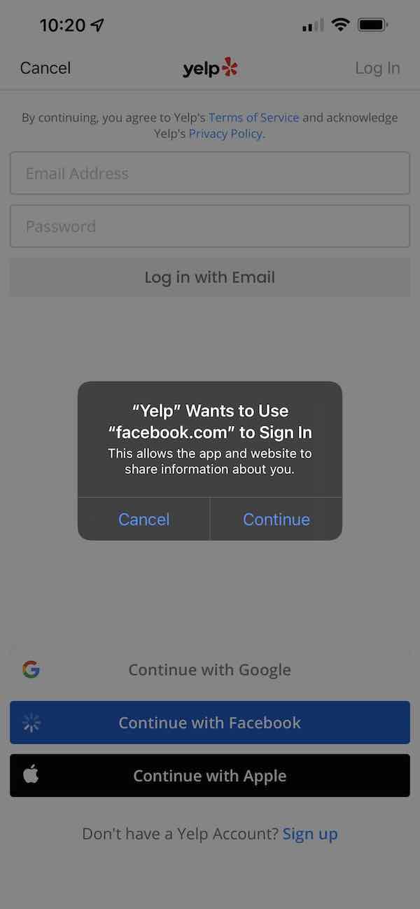 iphone - Login with facebook app in ios app shows option in safari