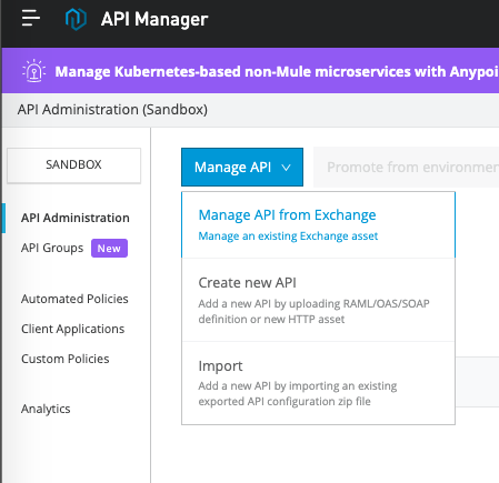 Mulesoft manage API