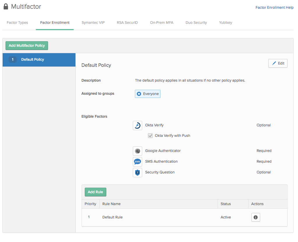 Okta Multi-factor Policy