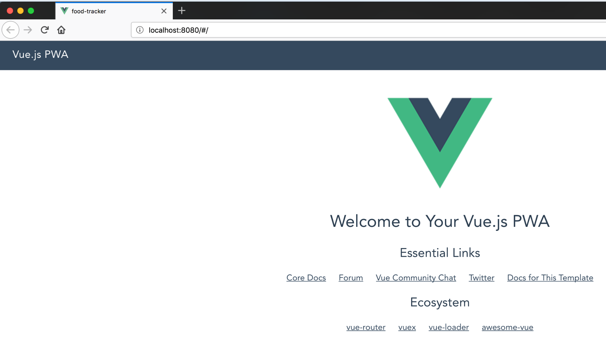 Default Vue Homepage