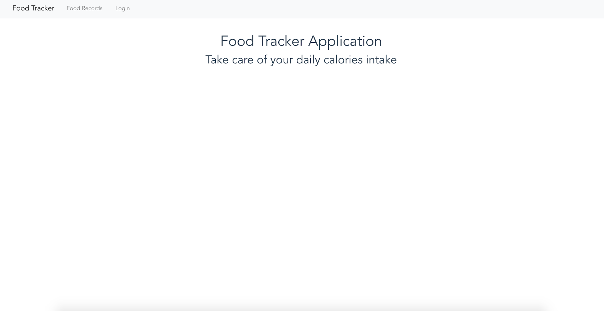 Food tracker homepage