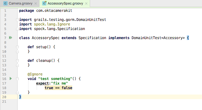 Accessory spec in groovy