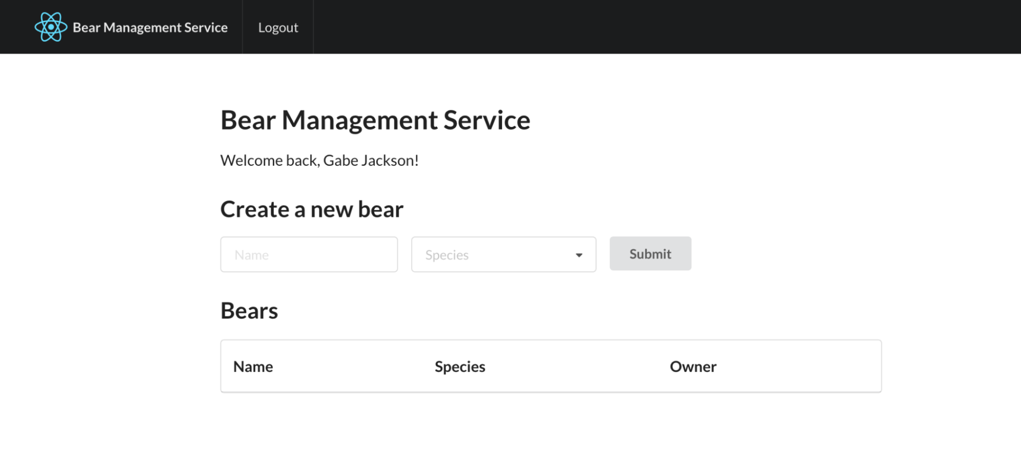 Bear Management Service