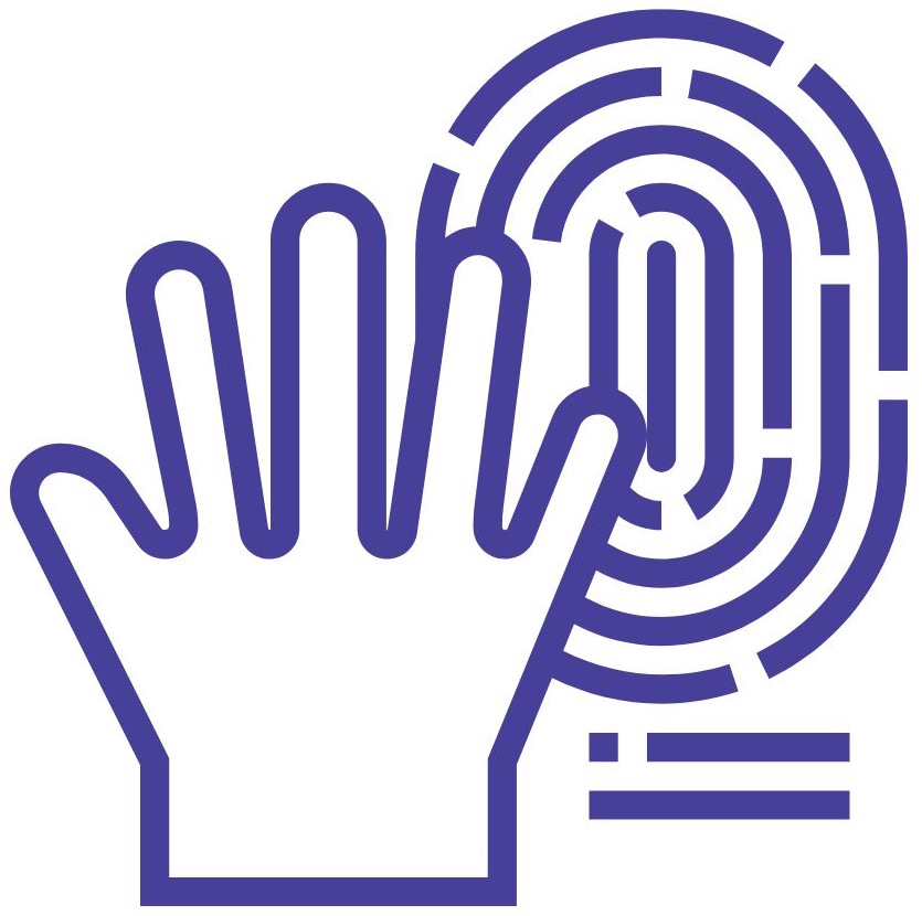 Icon of a hand with fingerprint