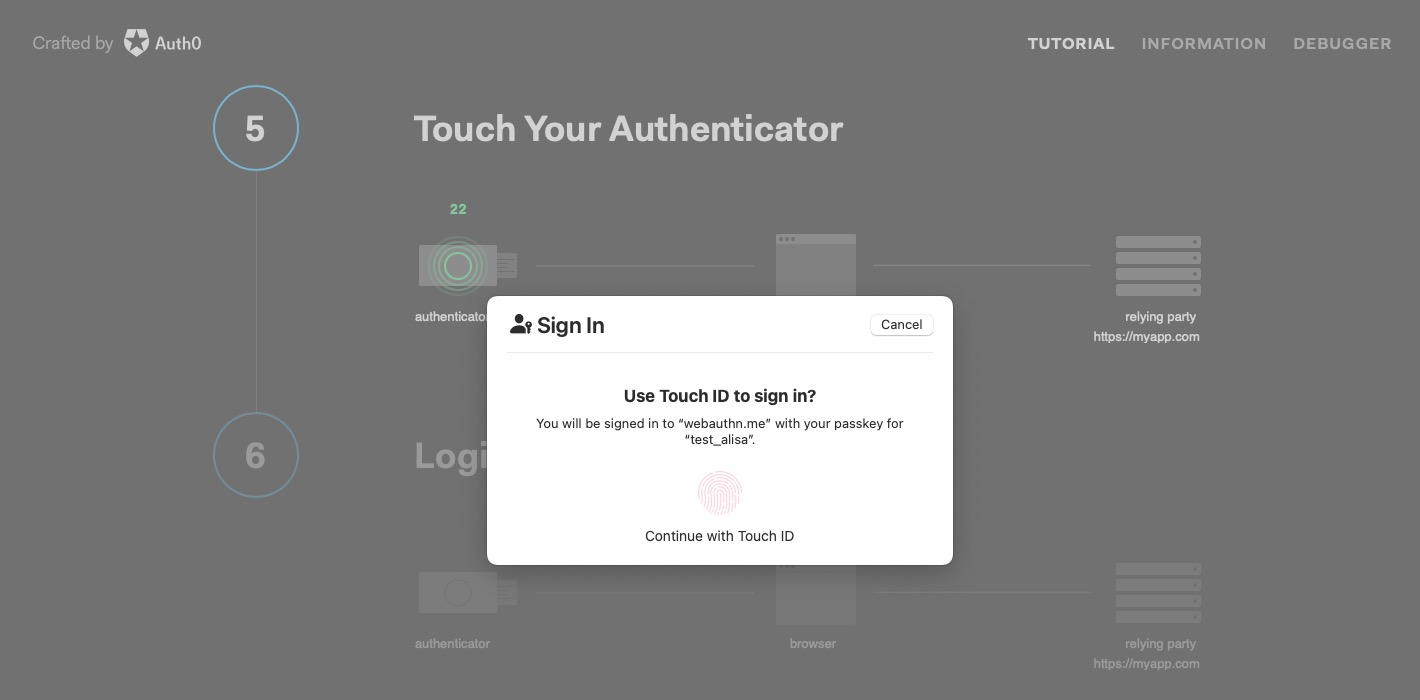 webauthn.me site authentication authenticator grant