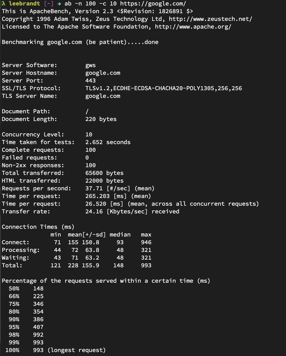 What is the Apache benchmark test tool?