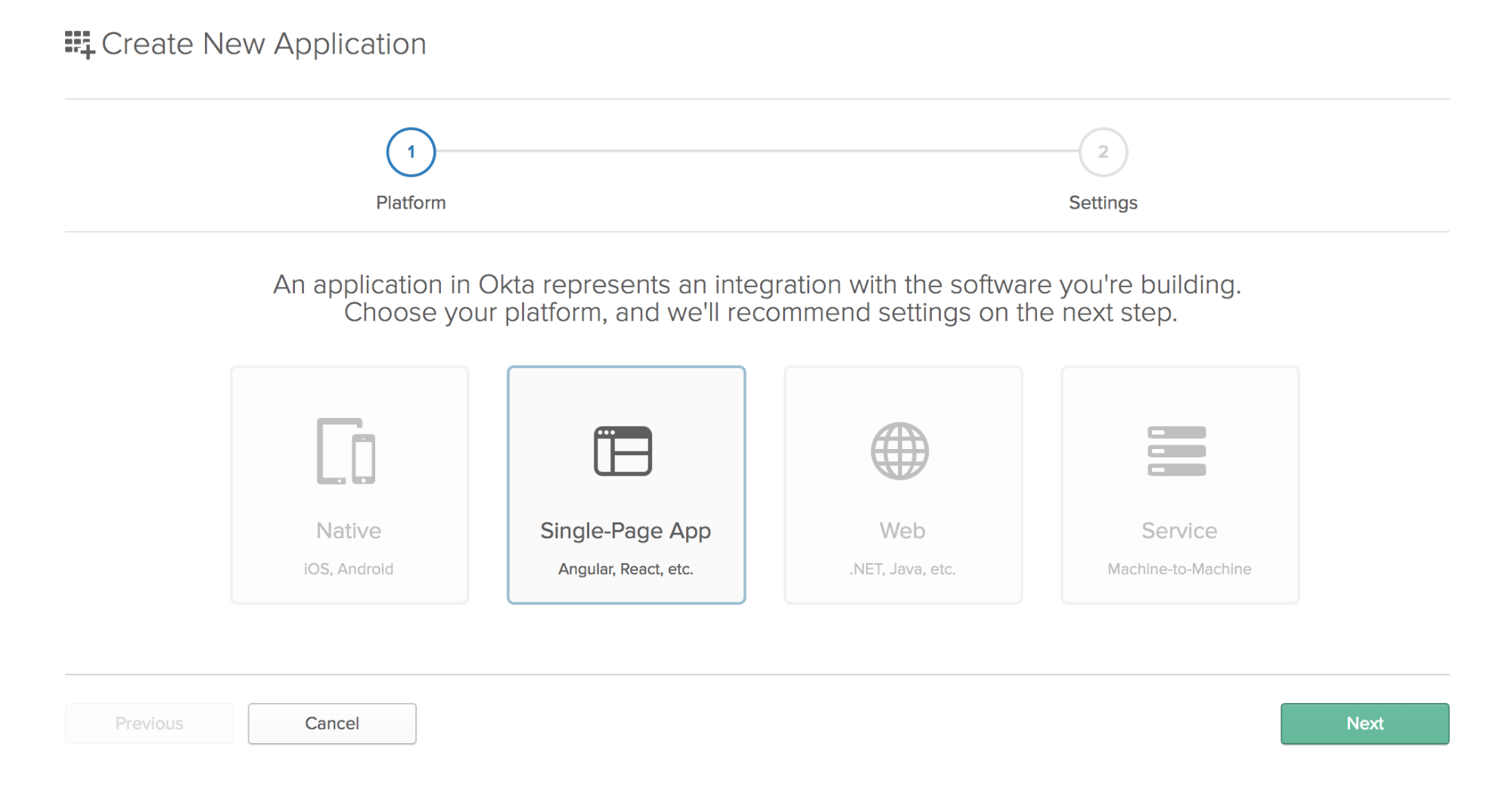 Create a new Single Page Application in Okta