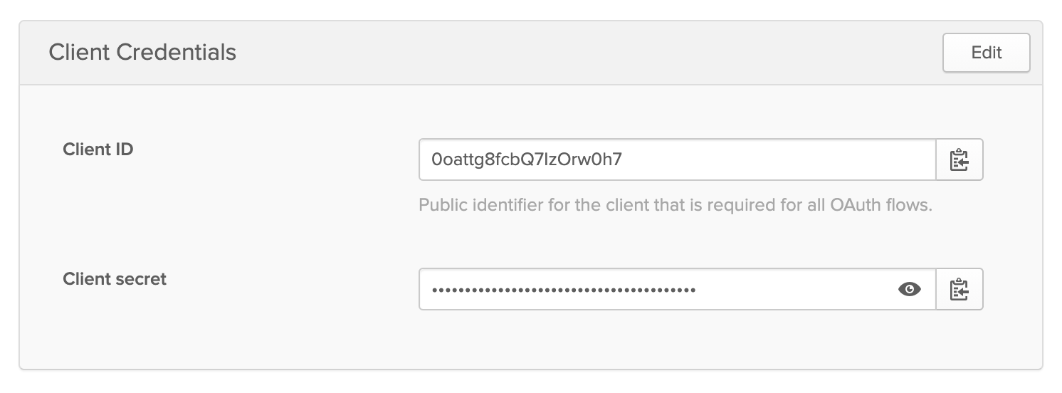 Retrieving your client credentials in Okta