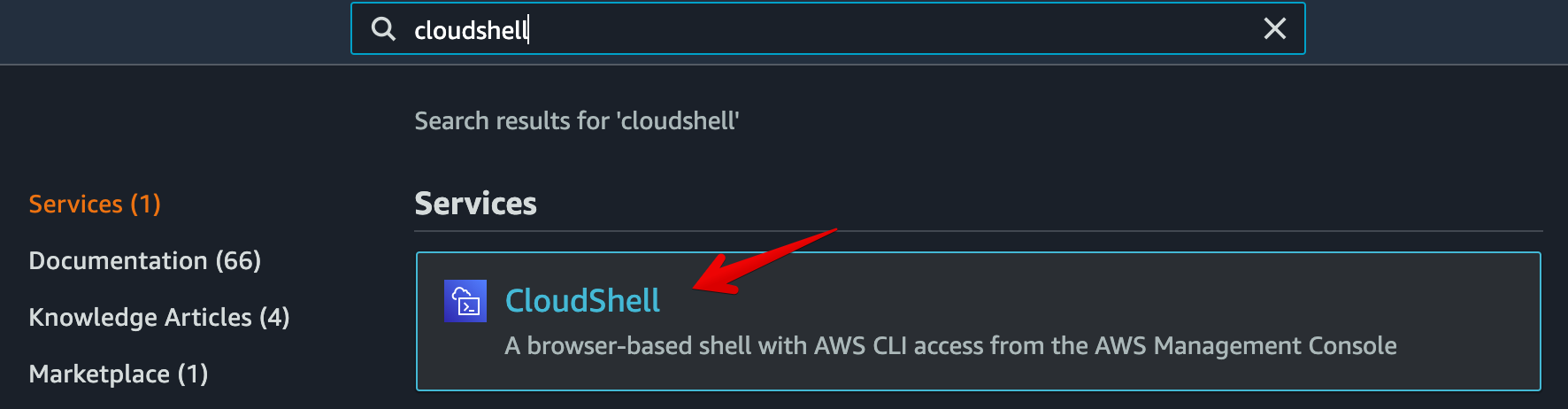 AWS Console - CloudShell Service