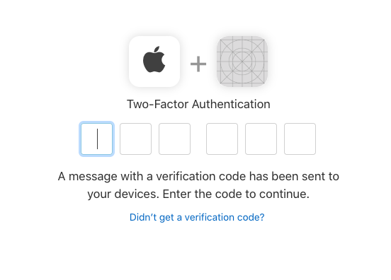 Apple two-factor auth entry