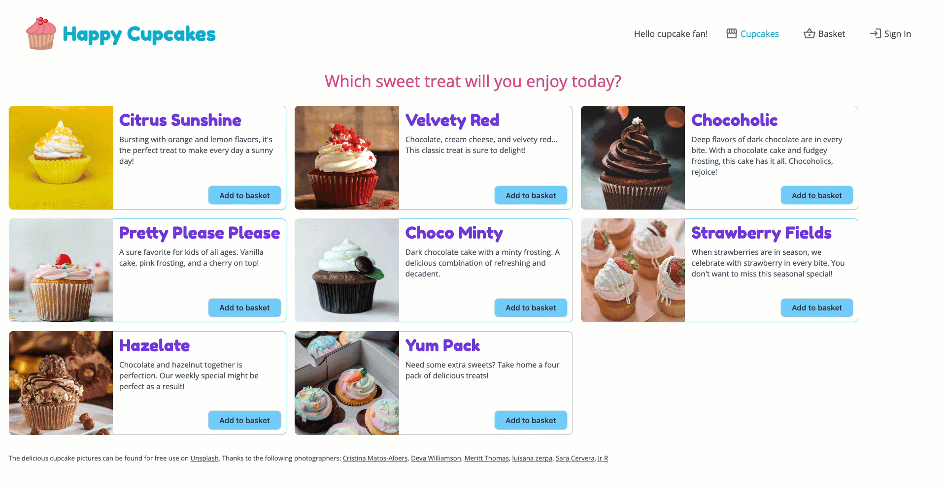 Animated gif of sign-in from a cupcake site