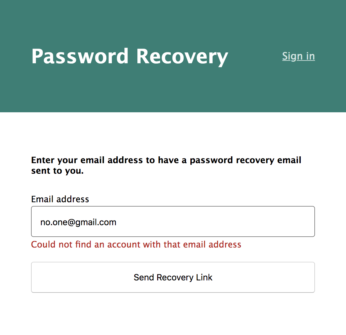 Password Recovery Invalid Email