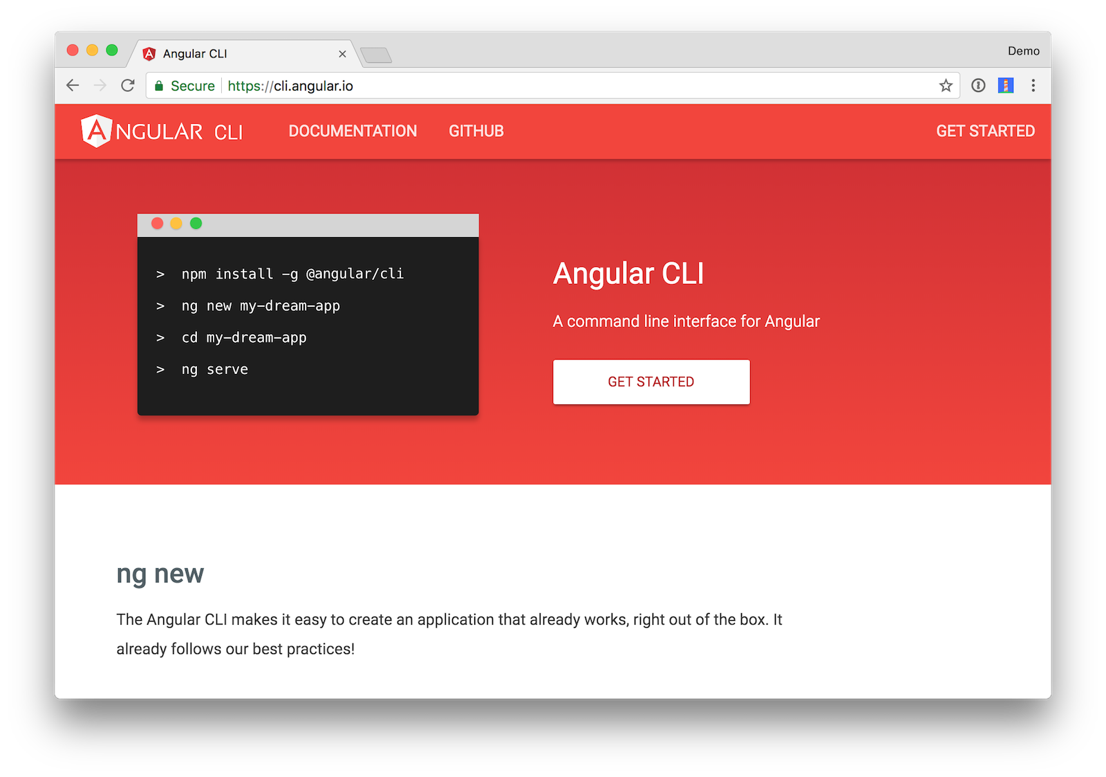 Angular CLI Homepage