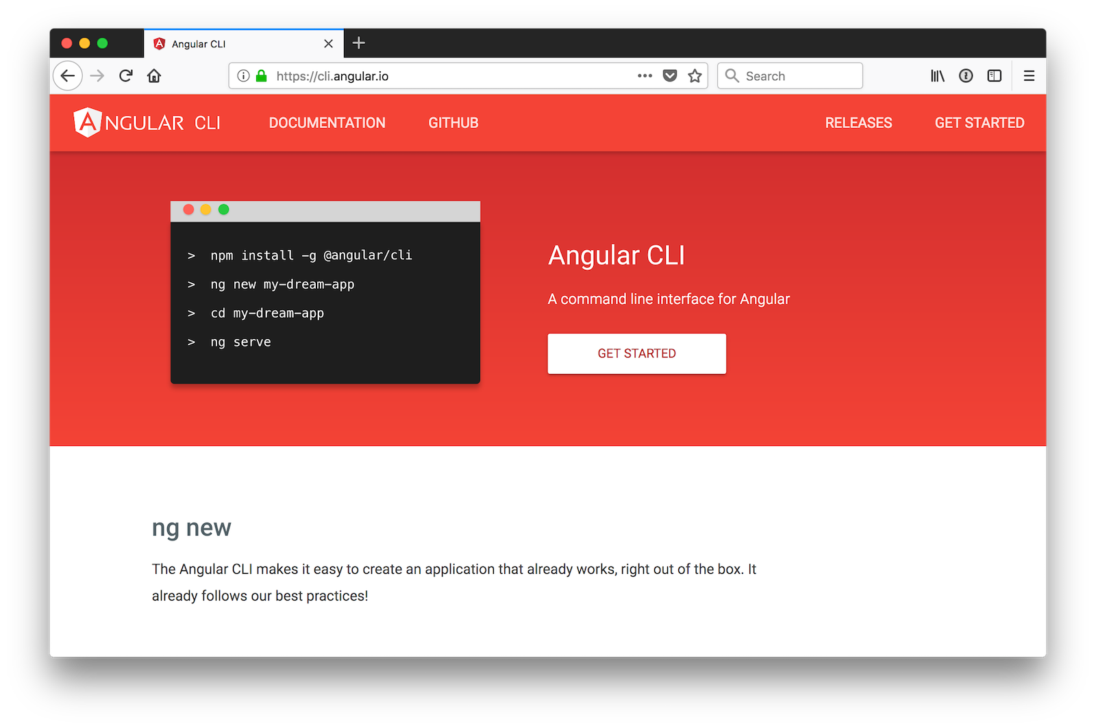 Angular CLI Homepage