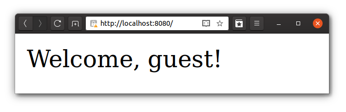 Webpage displaying welcome guest