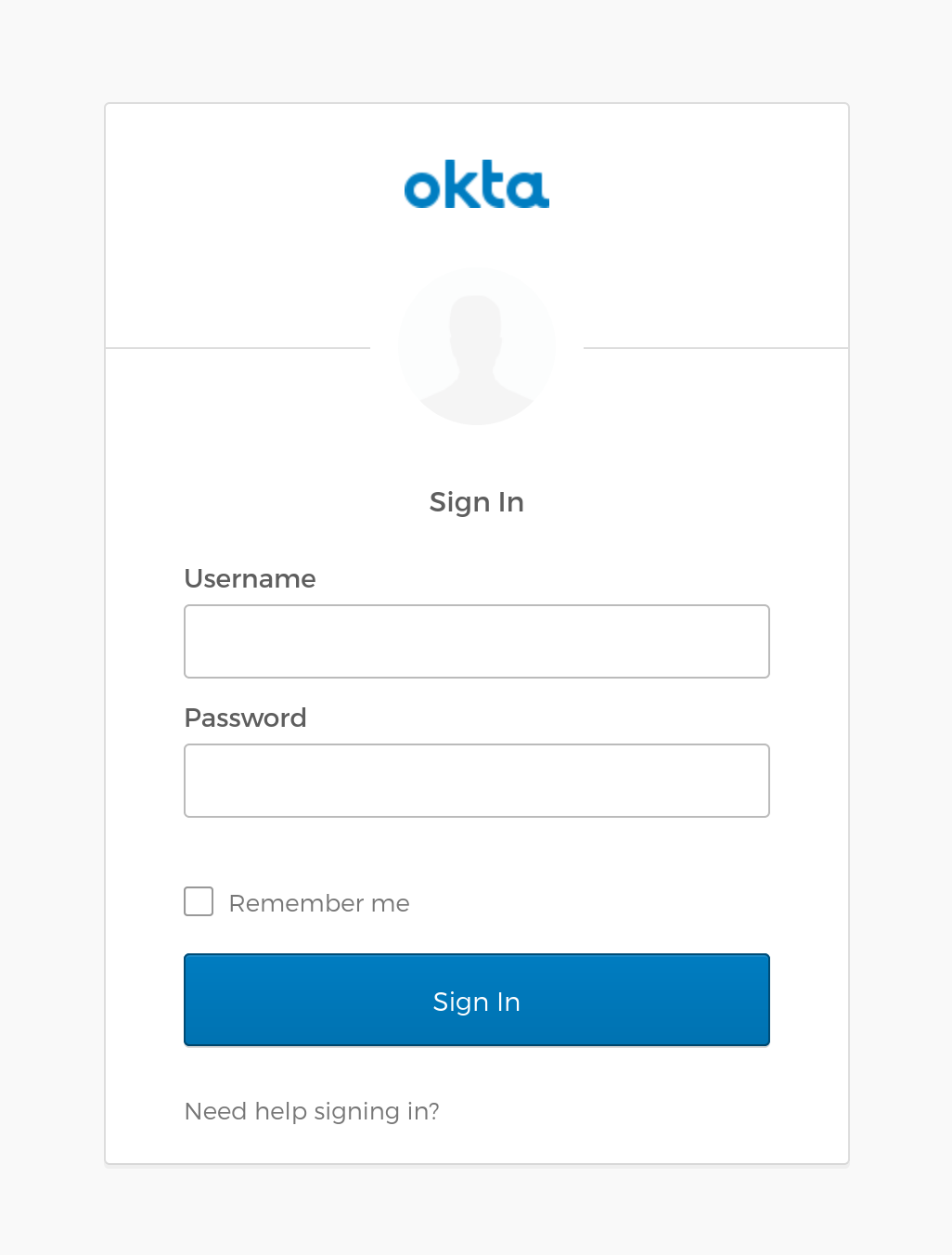 Okta sign-in screen